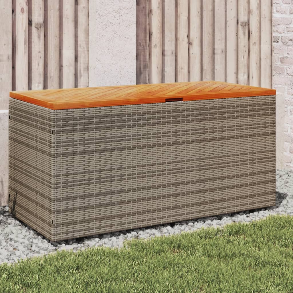 Tuinbox 110x50x54 cm poly rattan en acaciahout grijs