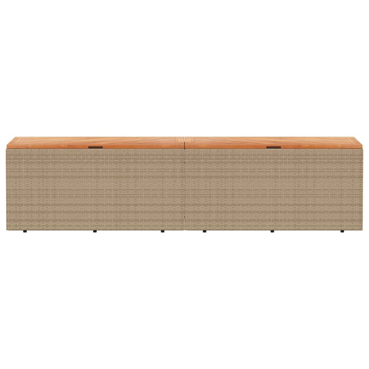 Tuinbox 220x50x54 cm poly rattan en acaciahout beige