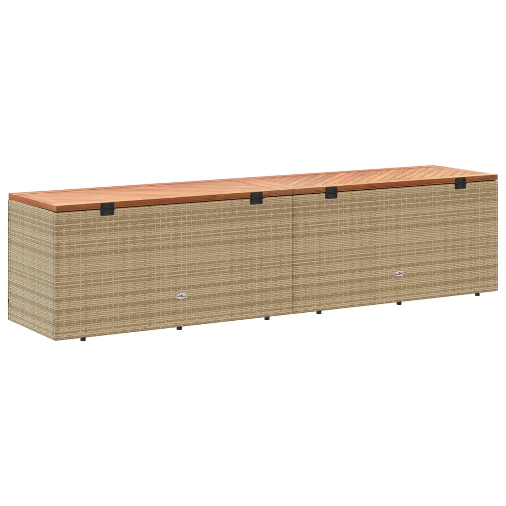 Tuinbox 220x50x54 cm poly rattan en acaciahout beige