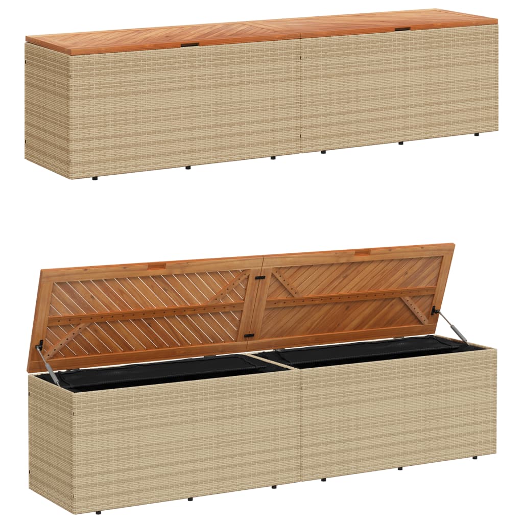 Tuinbox 220x50x54 cm poly rattan en acaciahout beige