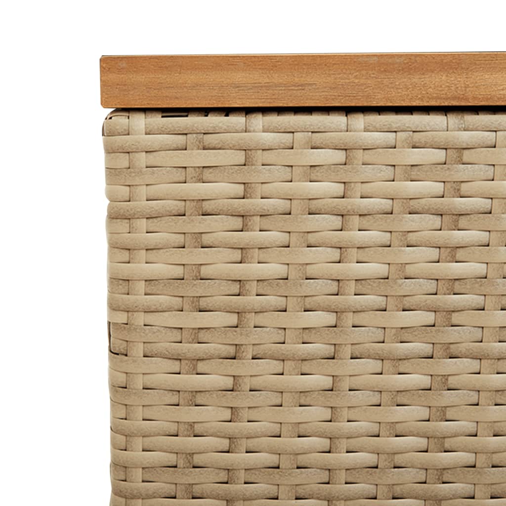 Tuinbox 220x50x54 cm poly rattan en acaciahout beige