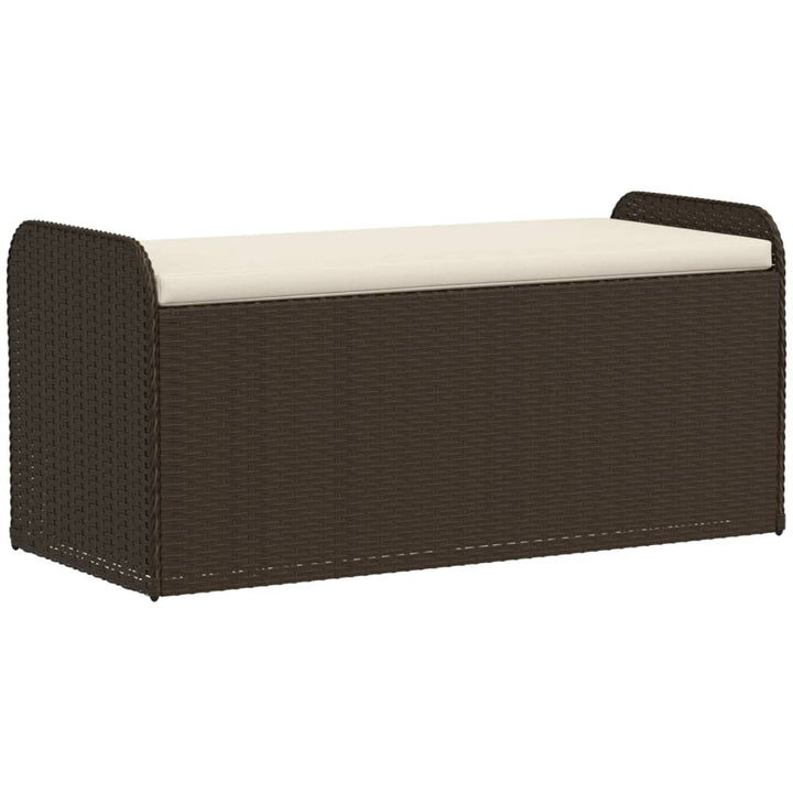 Opbergbankje met kussen 115x51x52 cm poly rattan bruin