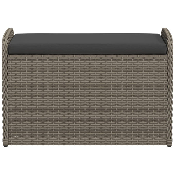 Opbergbankje met kussen 80x51x52 cm poly rattan grijs