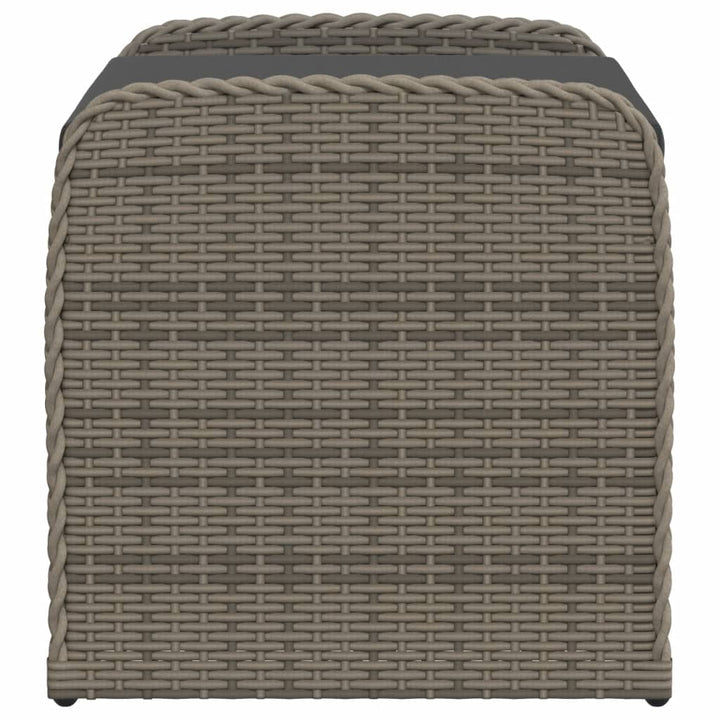 Opbergbankje met kussen 80x51x52 cm poly rattan grijs