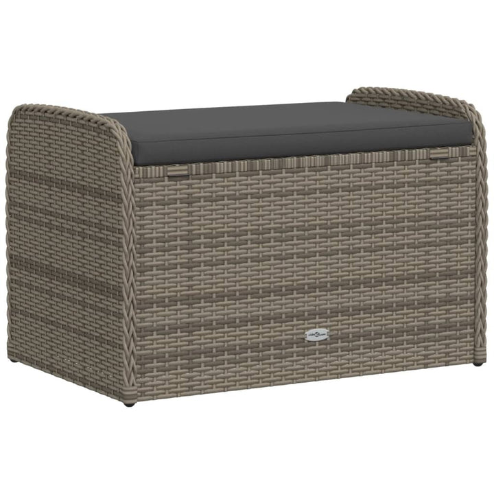 Opbergbankje met kussen 80x51x52 cm poly rattan grijs