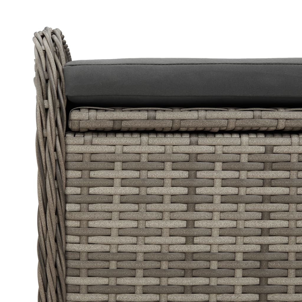 Opbergbankje met kussen 80x51x52 cm poly rattan grijs