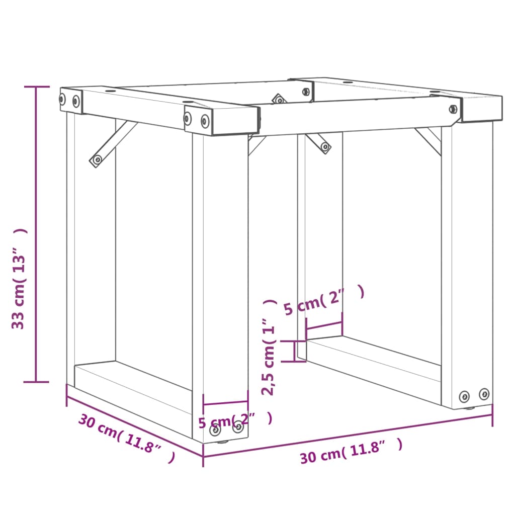 Salontafelpoten O-frame 30x30x33 cm gietijzer