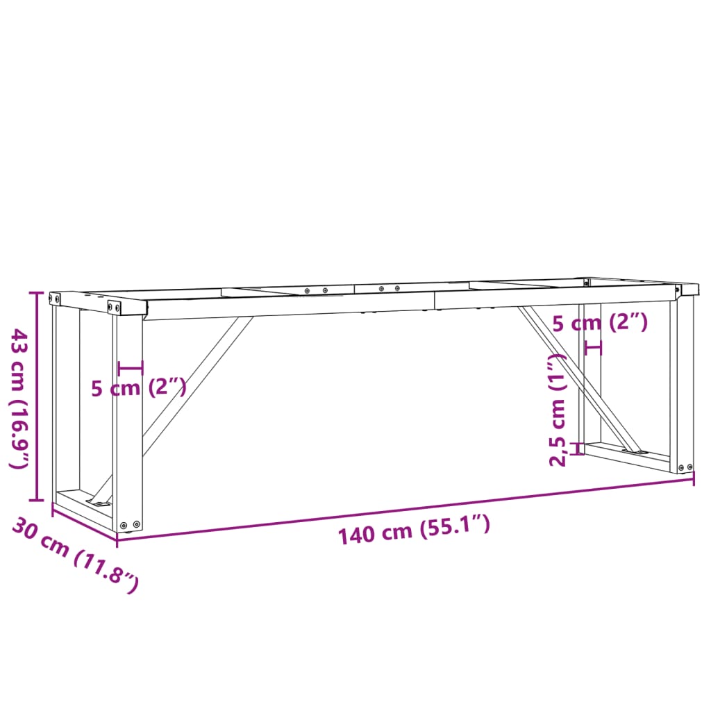 Salontafelpoten O-frame 140x30x43 cm gietijzer