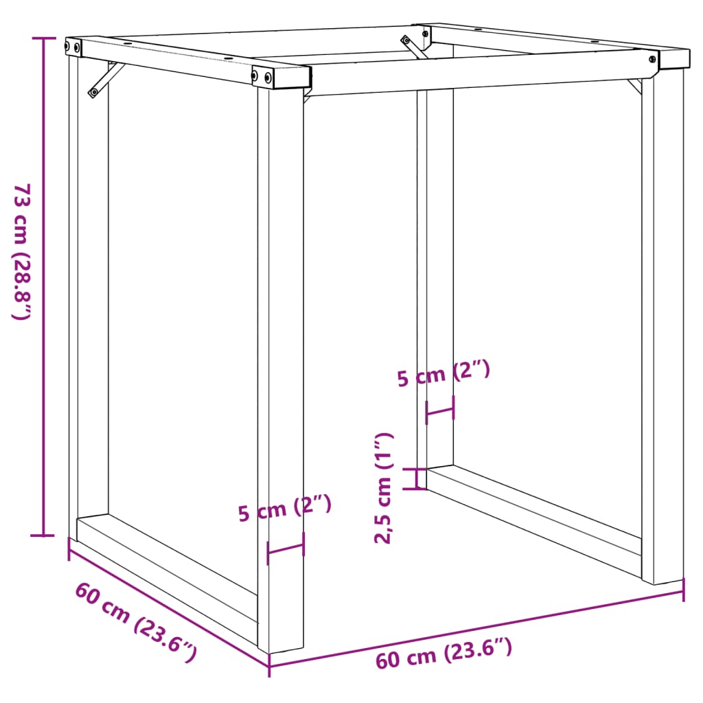 Eettafelpoten O-frame 60x60x73 cm gietijzer