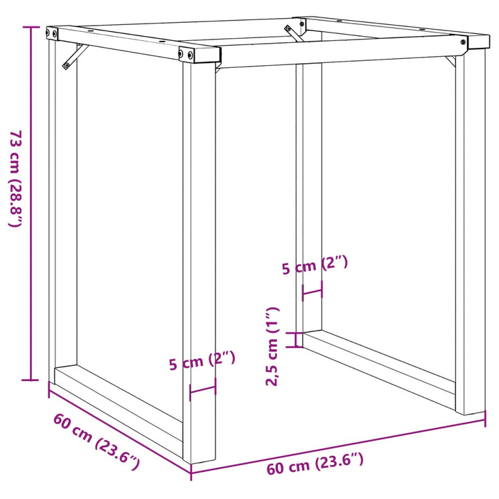 Eettafelpoten O-frame 60x60x73 cm gietijzer