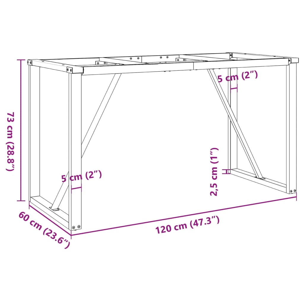 Eettafelpoten O-frame 120x60x73 cm gietijzer