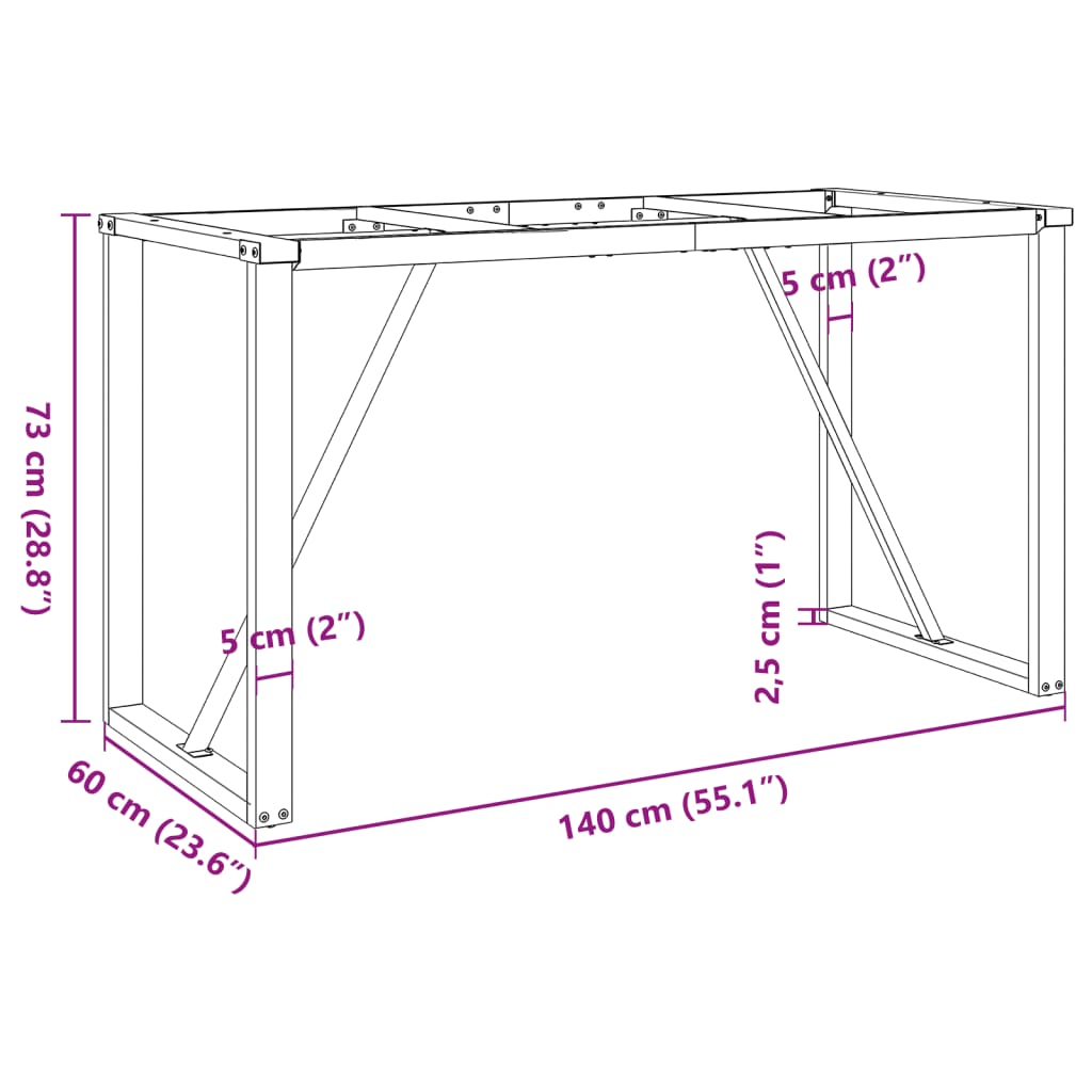 Eettafelpoten O-frame 140x60x73 cm gietijzer