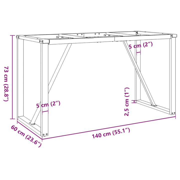 Eettafelpoten O-frame 140x60x73 cm gietijzer