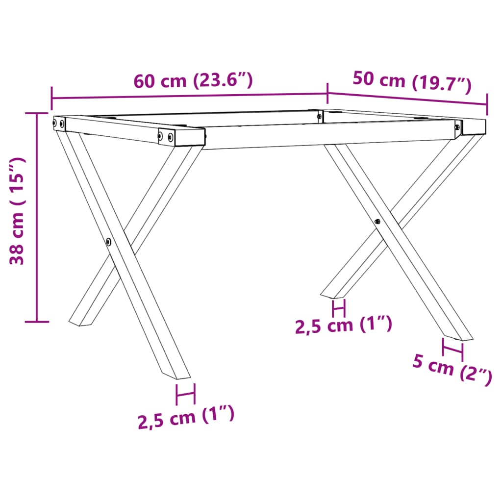 Salontafelpoten X-frame 60x50x38 cm gietijzer