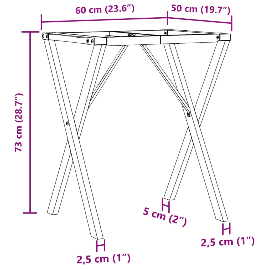 Eettafelpoten X-frame 60x50x73 cm gietijzer