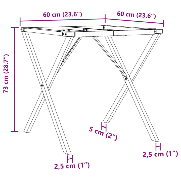 Eettafelpoten X-frame 60x60x73 cm gietijzer