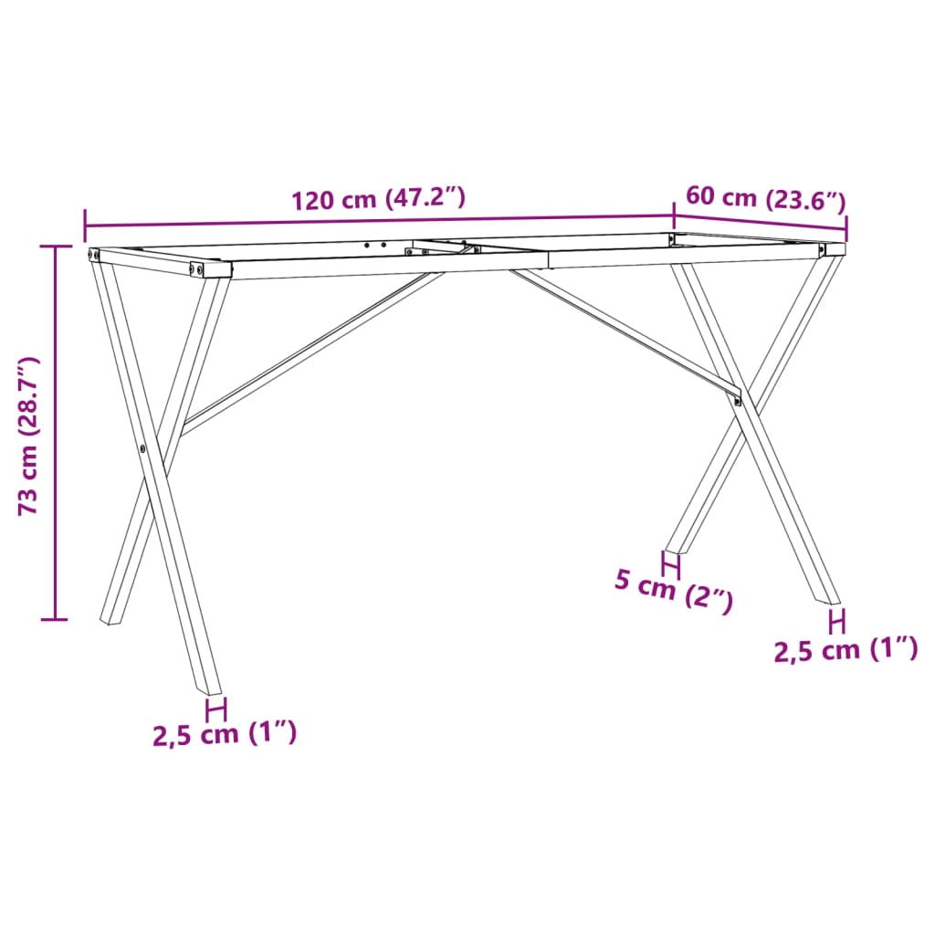 Eettafelpoten X-frame 120x60x73 cm gietijzer