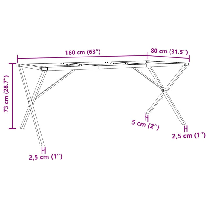 Eettafelpoten X-frame 160x80x73 cm gietijzer