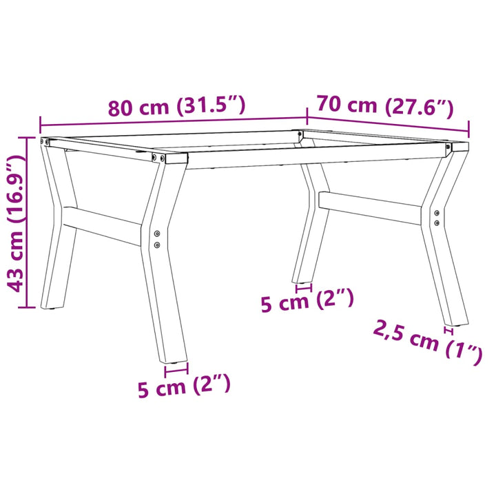 Salontafelpoten Y-frame 80x70x43 cm gietijzer