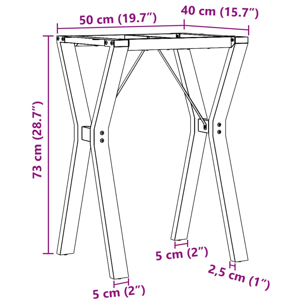 Eettafelpoten Y-frame 50x40x73 cm gietijzer