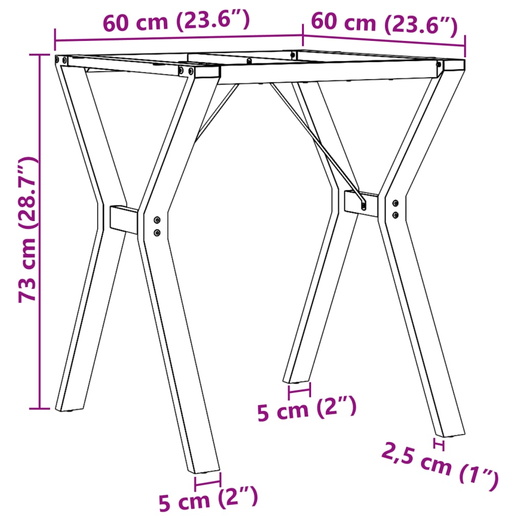 Eettafelpoten Y-frame 60x60x73 cm gietijzer