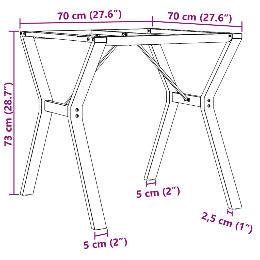 Eettafelpoten Y-frame 70x70x73 cm gietijzer