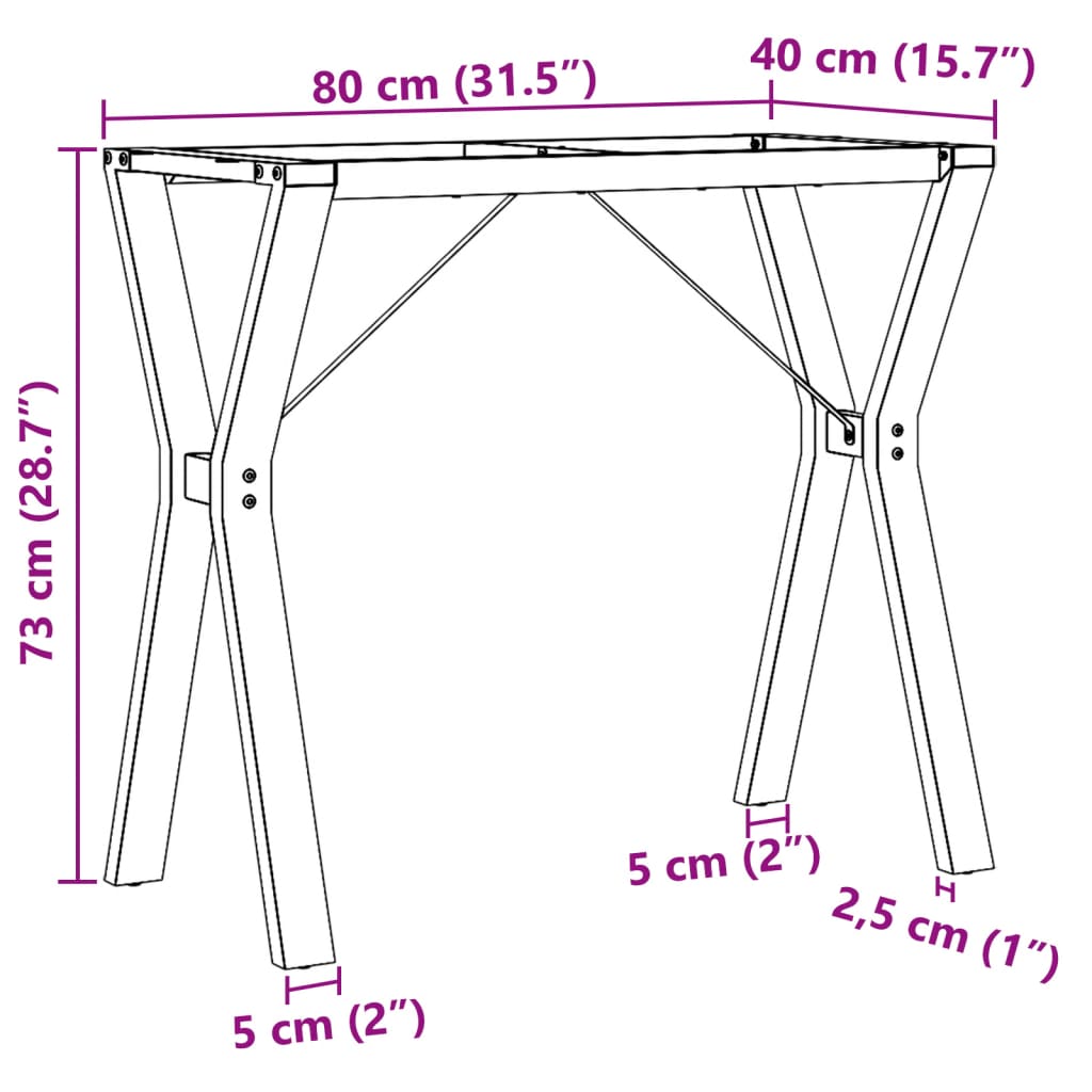 Eettafelpoten Y-frame 80x40x73 cm gietijzer