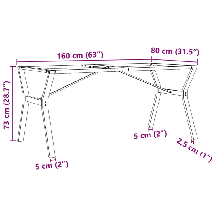 Eettafelpoten Y-frame 160x80x73 cm gietijzer