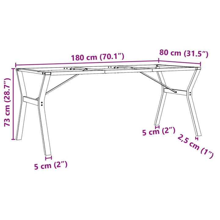 Eettafelpoten Y-frame 180x80x73 cm gietijzer