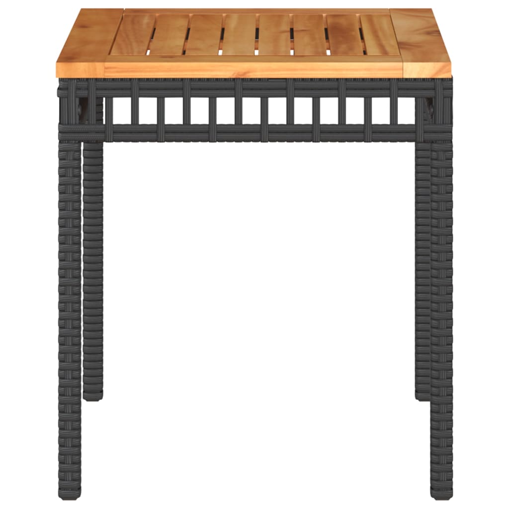 Tuintafel 38x38x42 cm poly rattan en acaciahout zwart