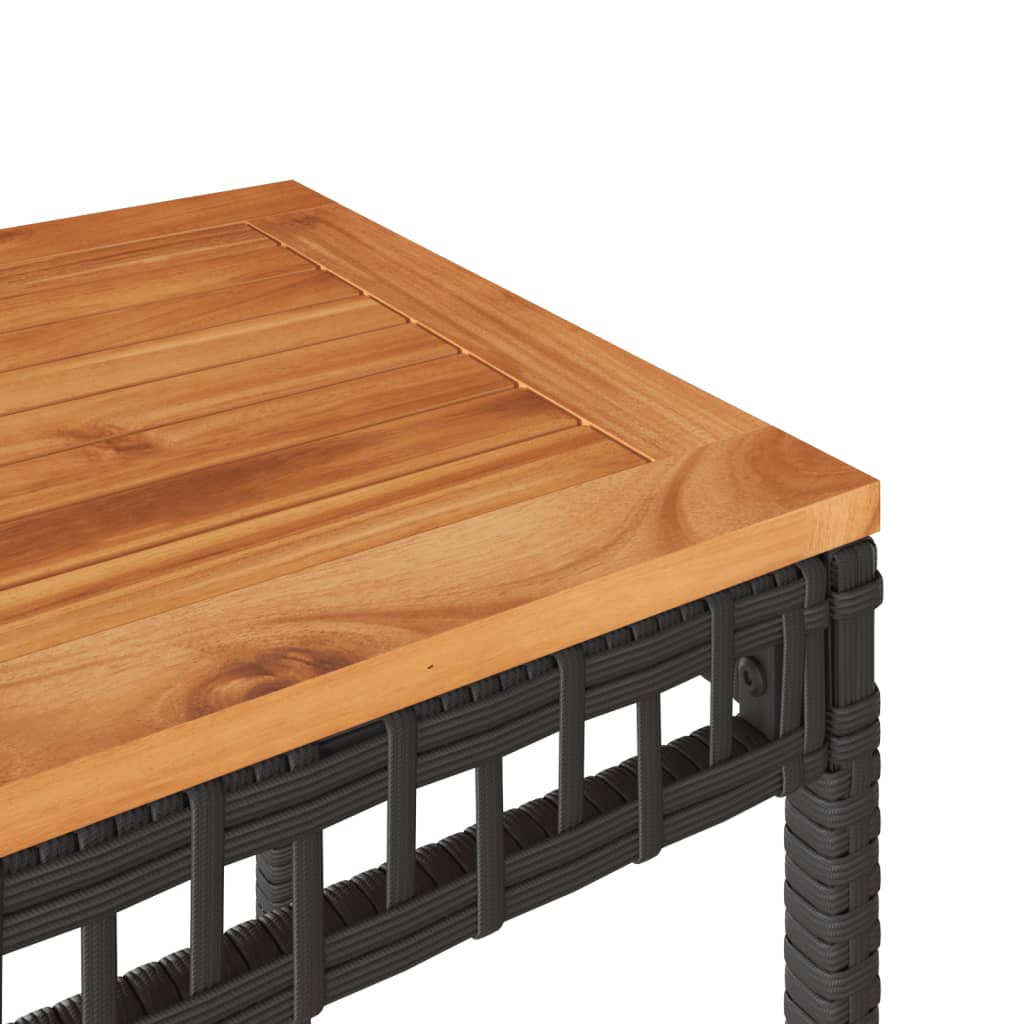 Tuintafel 38x38x42 cm poly rattan en acaciahout zwart