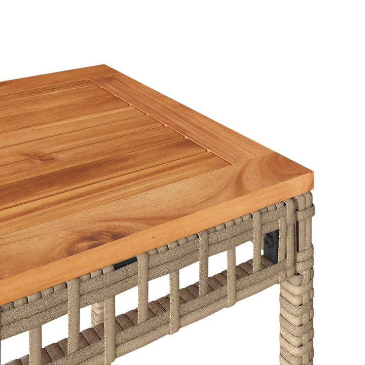 Tuintafel 38x38x42 cm poly rattan en acaciahout gemengd beige