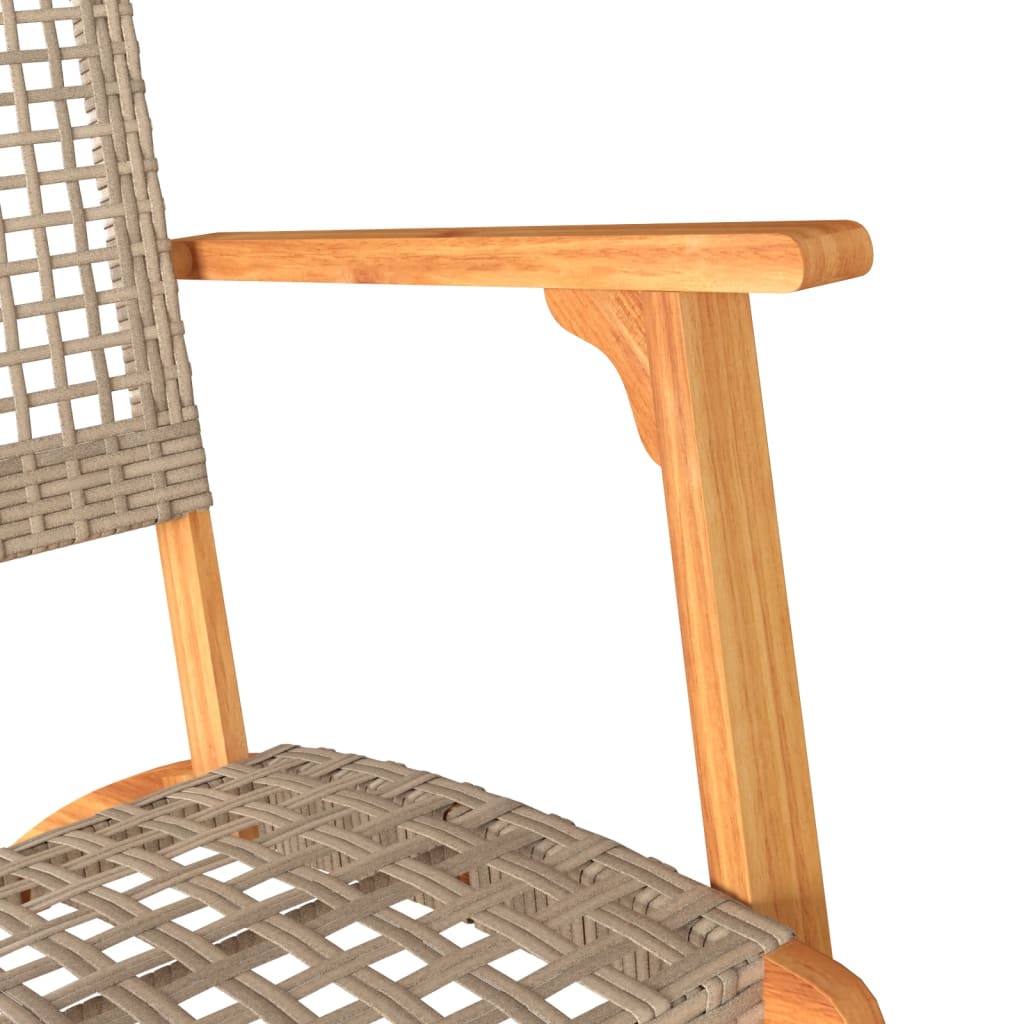 3-delige Bistroset poly rattan en massief acaciahout beige