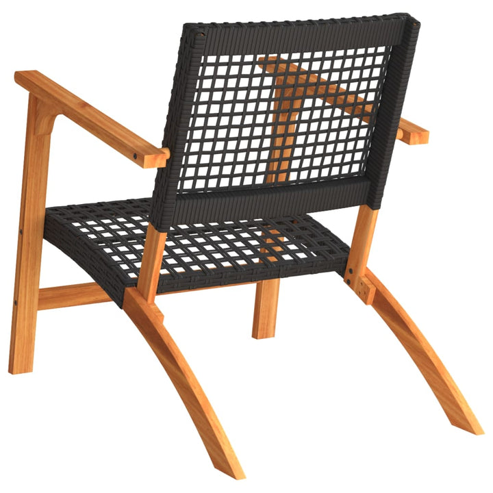 Tuinnstoelen 2 st poly rattan en acaciahout zwart