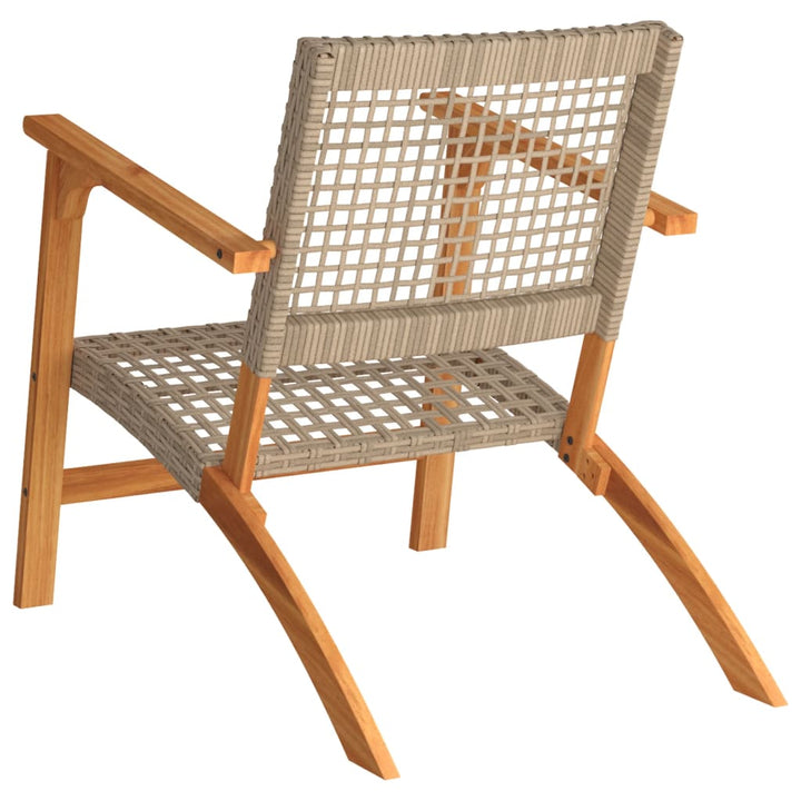 Tuinstoelen 2 st poly rattan en acaciahout beige