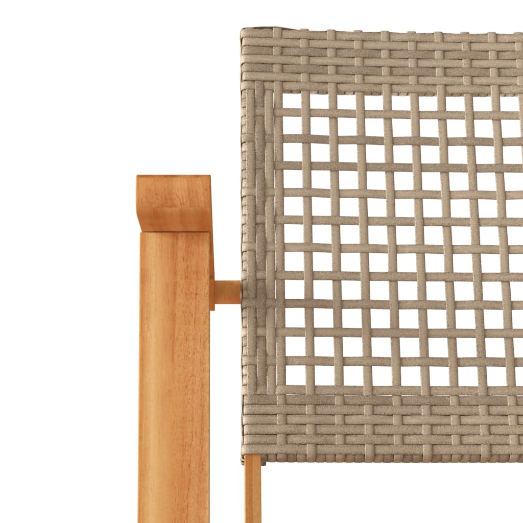 Tuinstoelen 2 st poly rattan en acaciahout beige