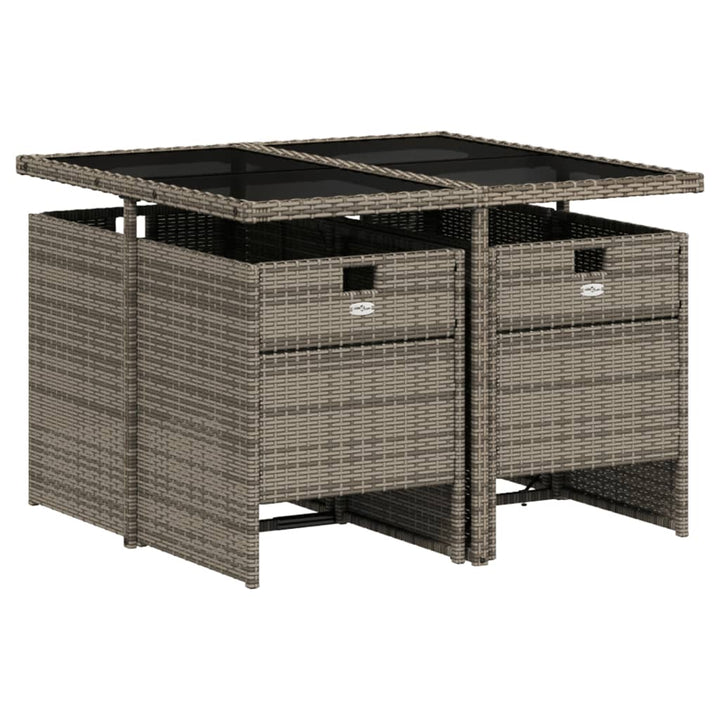 5-delige Tuinset met kussens poly rattan grijs