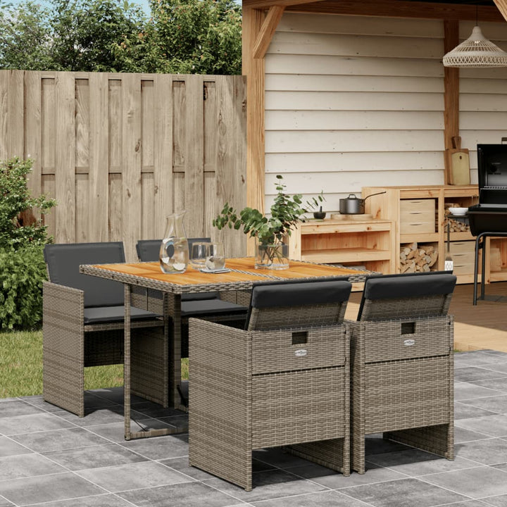 5-delige Tuinset met kussens poly rattan grijs