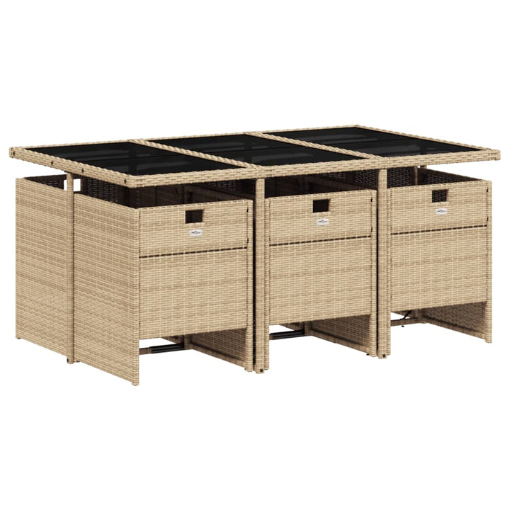 7-delige Tuinset met kussens poly rattan beige