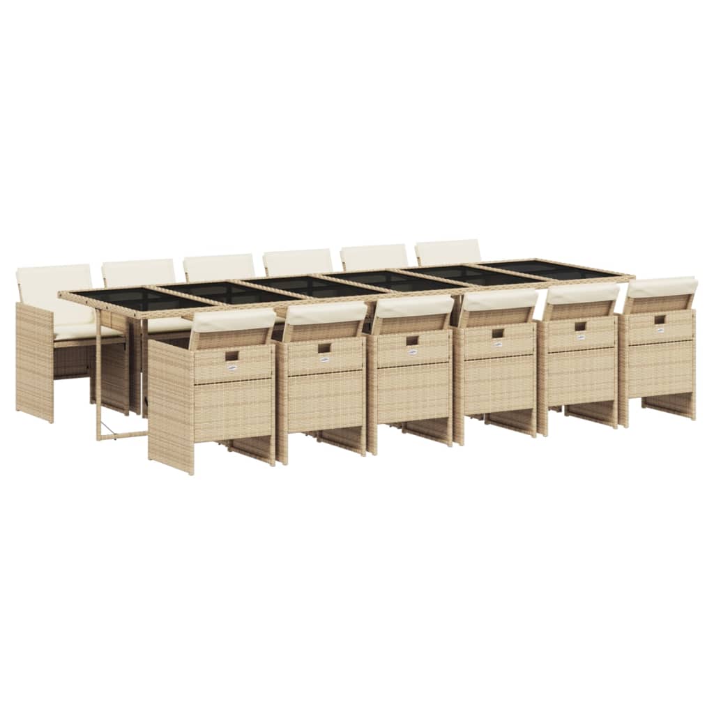 13-delige Tuinset met kussens poly rattan beige