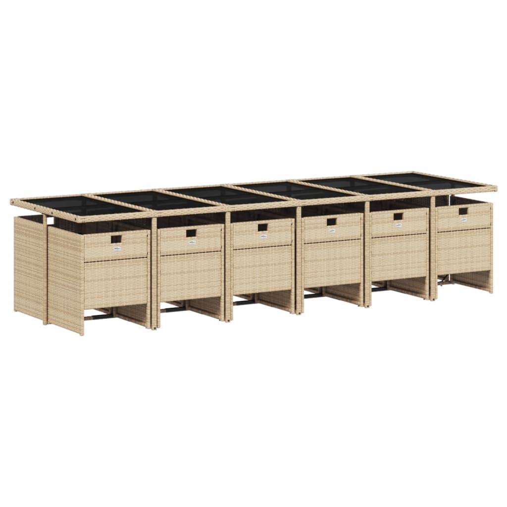 13-delige Tuinset met kussens poly rattan beige