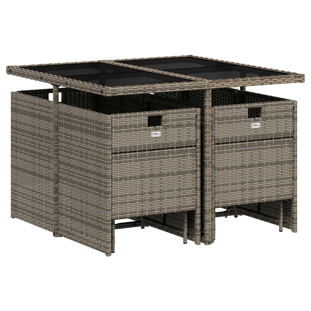 9-delige Tuinset met kussens poly rattan grijs