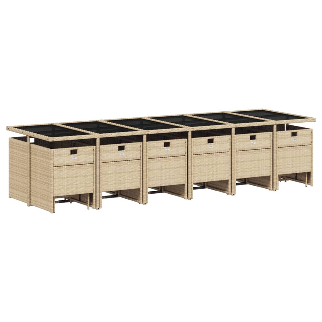 17-delige Tuinset met kussens poly rattan beige