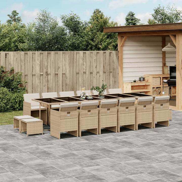 17-delige Tuinset met kussens poly rattan beige