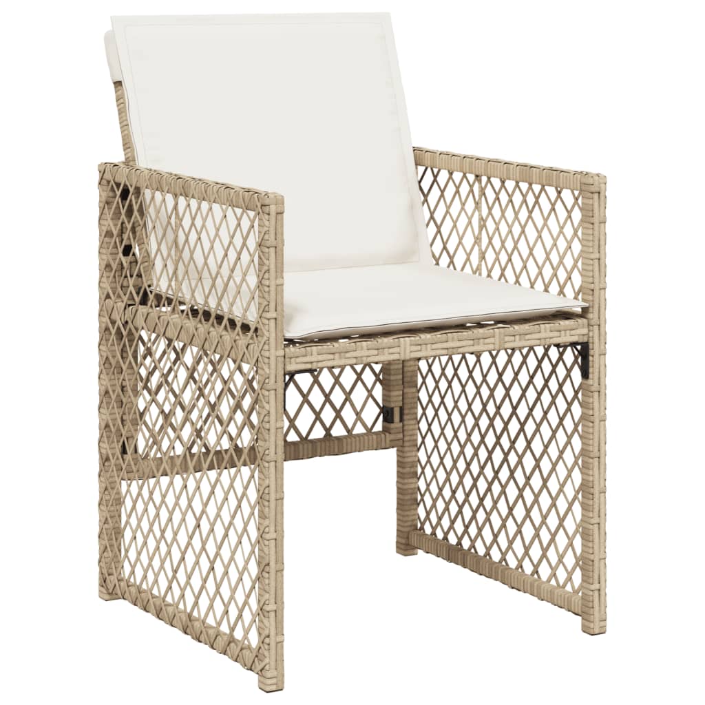 9-delige Tuinset met kussens poly rattan beige