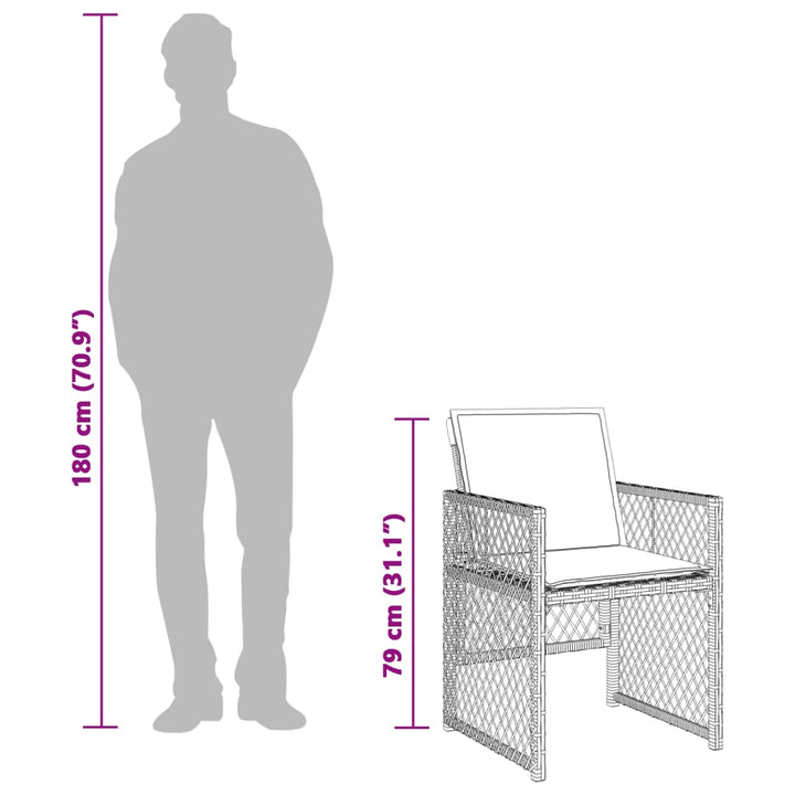 9-delige Tuinset poly rattan zwart