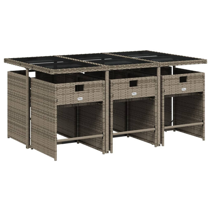 7-delige Tuinset met kussens poly rattan grijs