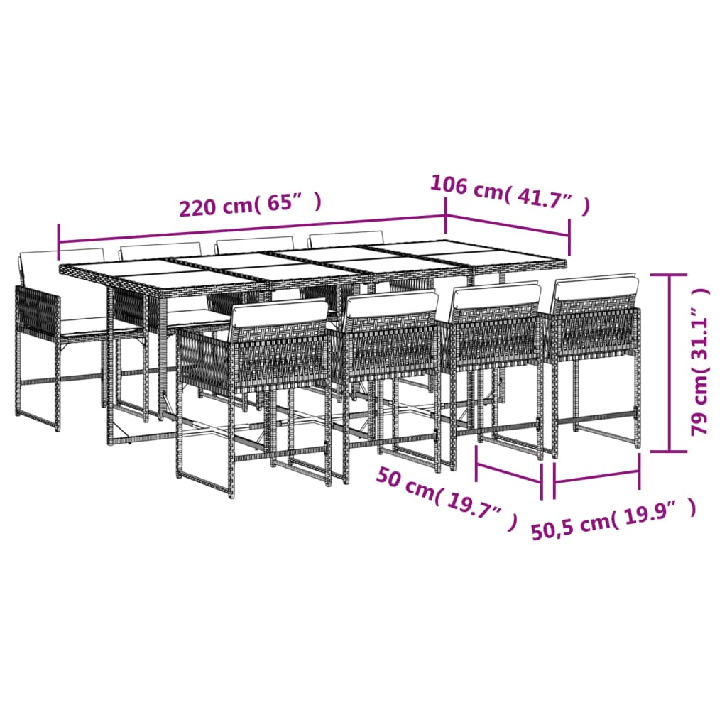 9-delige Tuinset poly rattan zwart