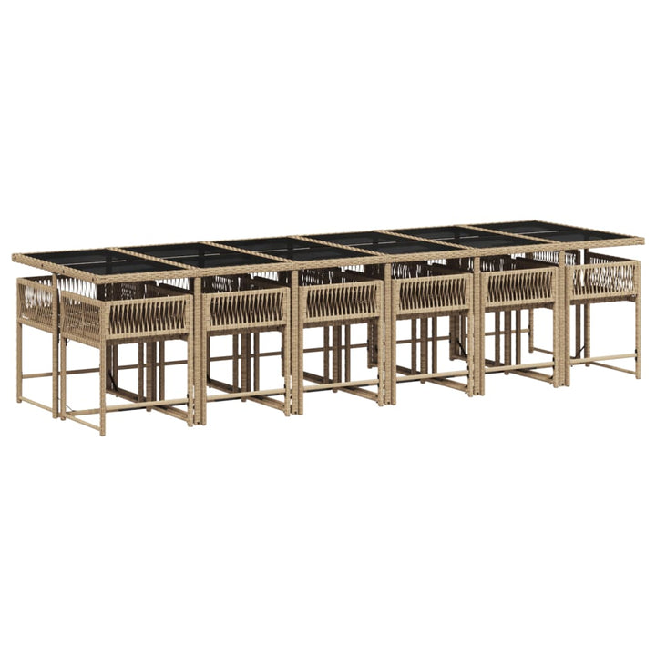 13-delige Tuinset met kussens poly rattan beige