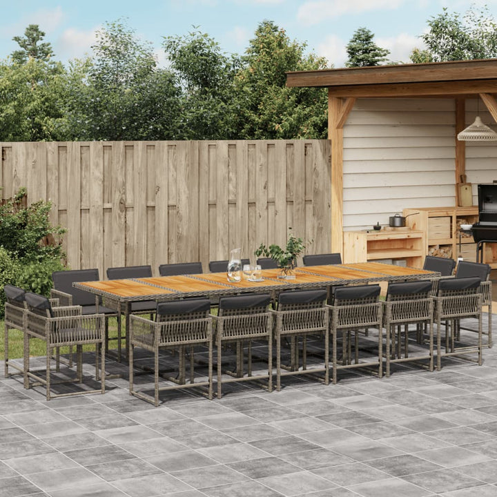 17-delige Tuinset met kussens poly rattan grijs